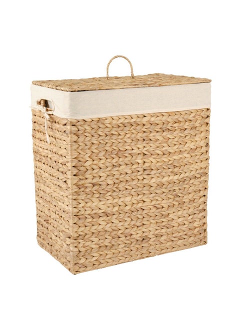 Homesmiths Rectangular Water Hyacinth Laundry Hamper 54.5 x 33 x 61 cm