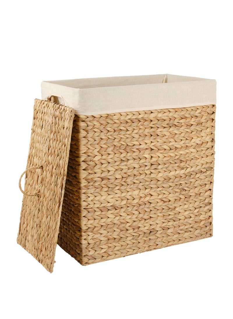 Homesmiths Rectangular Water Hyacinth Laundry Hamper 54.5 x 33 x 61 cm