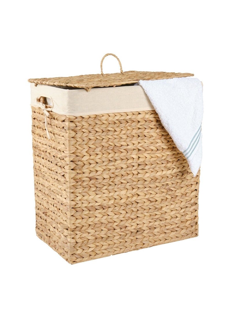 Homesmiths Rectangular Water Hyacinth Laundry Hamper 54.5 x 33 x 61 cm