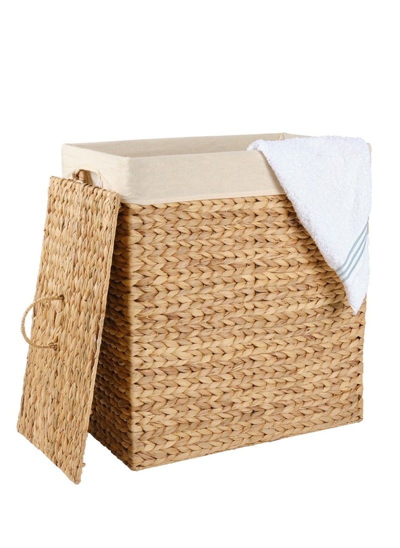 Homesmiths Rectangular Water Hyacinth Laundry Hamper 54.5 x 33 x 61 cm