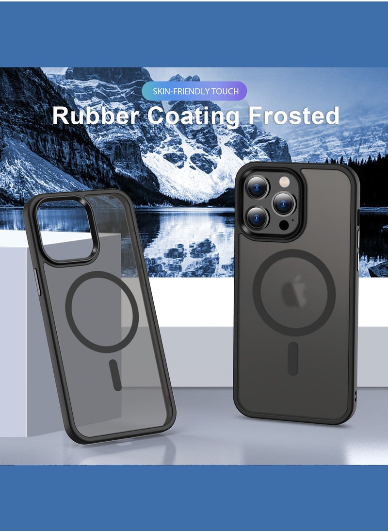 OQUERA iPhone 15 Pro Max Magsafe Case Transparent Black Matte【N52 Stronger Magnets】【Shockproof Military-Grade Protection】iPhone 15 Pro Max Cover Anti-Yellow & Anti-Scratch, Ultra Slim, Magnetic Cover for 15 Pro Max Transparent Black Matte  - Image 4