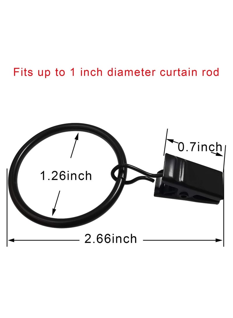 Bukela 40 Pack Curtain Rings with Clips, Drapery Clips with Rings, Drapes Rings 1.26 in Interior Diameter, Fits up to 1 in Curtain Rod, Black - Image 2