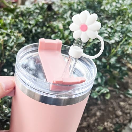 Velaco 12PCS Silicone Straw Covers Cap Compatible with Stanley 30&40 Oz Cup, 10mm Cute Flower Straw Toppers for Tumblers, Dust-Proof Drinking Straw Caps for Reusable Straws Tips Lids - Image 3