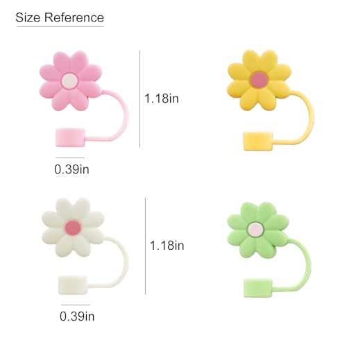 Velaco 12PCS Silicone Straw Covers Cap Compatible with Stanley 30&40 Oz Cup, 10mm Cute Flower Straw Toppers for Tumblers, Dust-Proof Drinking Straw Caps for Reusable Straws Tips Lids - Image 5