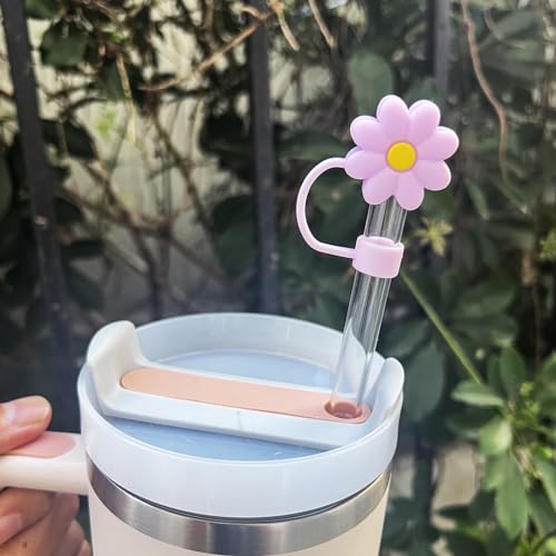 Velaco 12PCS Silicone Straw Covers Cap Compatible with Stanley 30&40 Oz Cup, 10mm Cute Flower Straw Toppers for Tumblers, Dust-Proof Drinking Straw Caps for Reusable Straws Tips Lids - Image 4