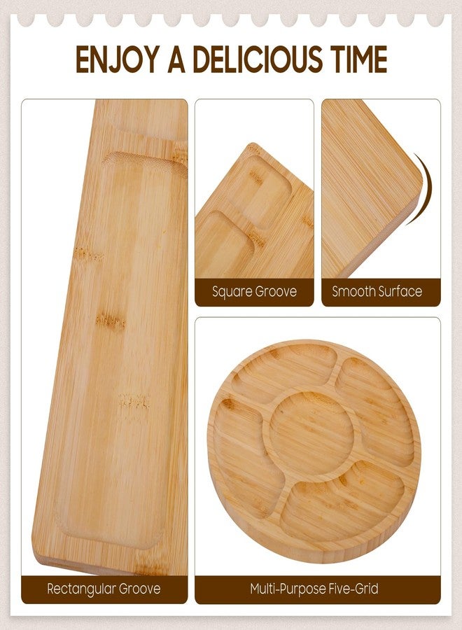 TURIMON Bamboo Charcuterie Board Set - Cheese Serving Platter with 4 Stainless Steel Knives and Fruit Tray - Elegant Cheese Board for Parties, Weddings, and Home Entertaining - Image 3