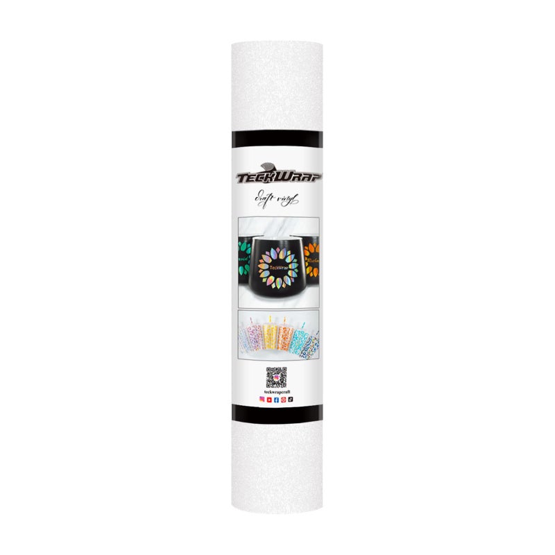 TECKWRAP Shimmer Vinyl White Glitter Adhesive Craft Vinyl 1ftx5ft White