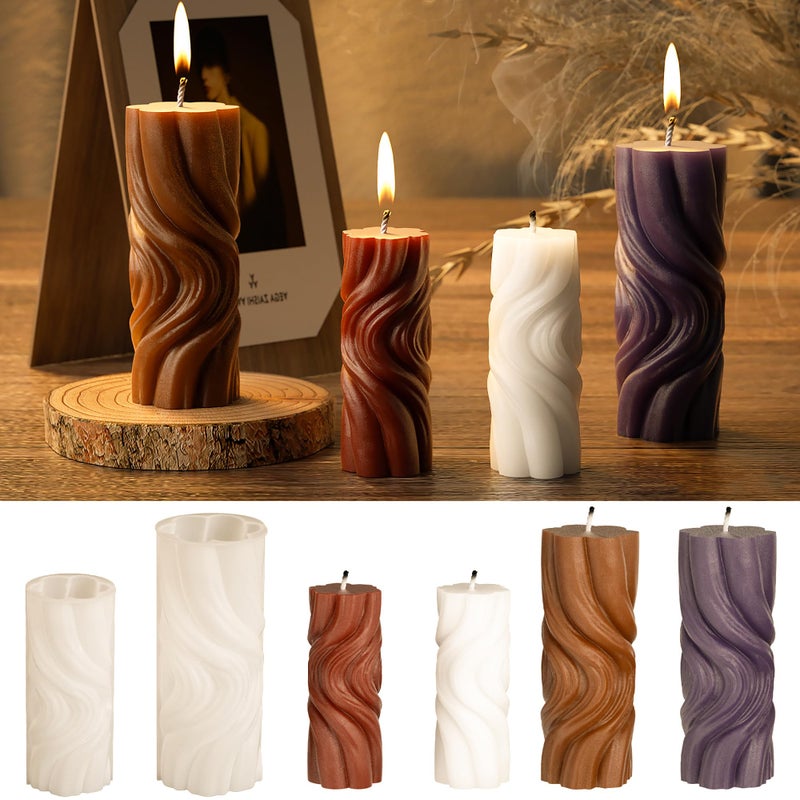 ESEENS 2 Pack Spiral Wave Resin Casting Molds - Silicone for 3D Animal Candle Making - Image 1