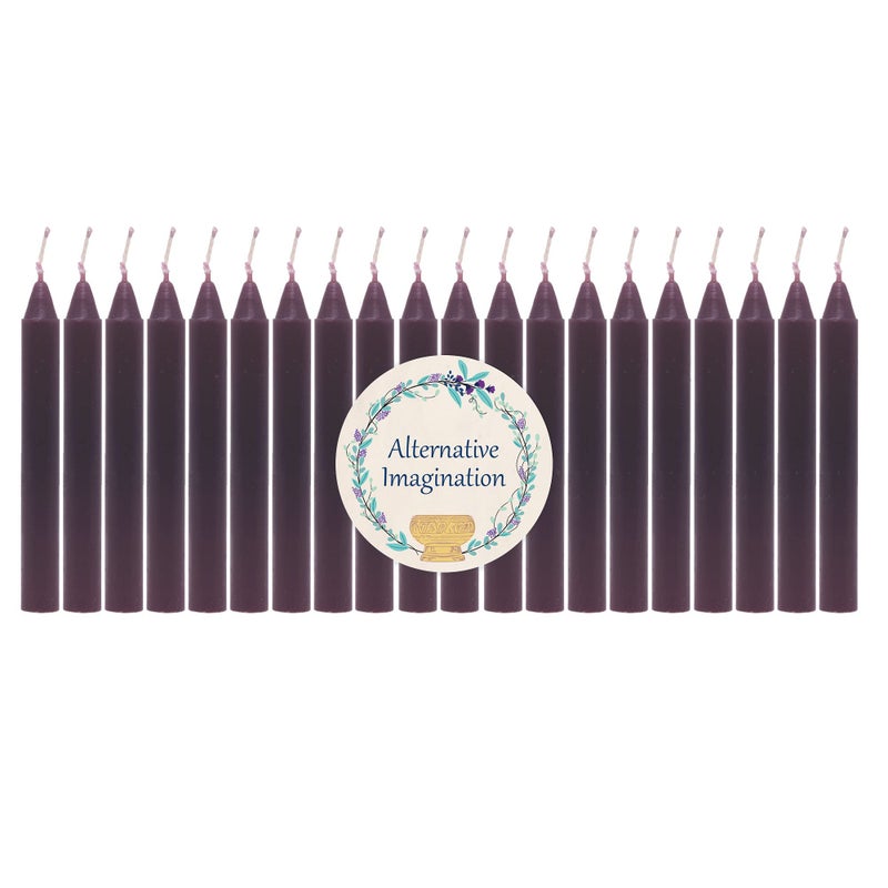 Alternative Imagination Black Chime Candles - 20 Pack of Unscented 4 Inch Mini Taper Candles - Dripless Long Burning Ritual Candles for Meditation, Protection, Banishing Negativity, & Home Decor - Image 1