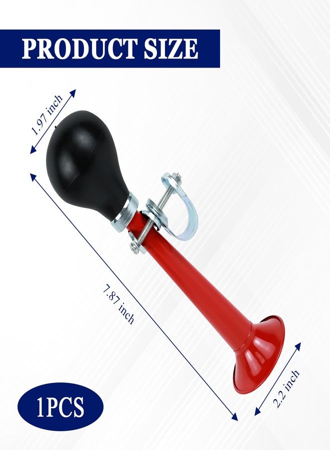 Ongfuwu Bike Bugle Horn, Classic Vintage Metal Air Horn for Bicycles, High Volume Squeeze Bike Horns for Adults & Kids, Universal Loud Sound Bicycle Bell Fit Vehicles Bikes Golf Cart (Red) - Image 2