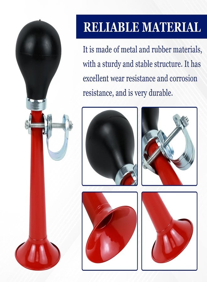 Ongfuwu Bike Bugle Horn, Classic Vintage Metal Air Horn for Bicycles, High Volume Squeeze Bike Horns for Adults & Kids, Universal Loud Sound Bicycle Bell Fit Vehicles Bikes Golf Cart (Red) - Image 3