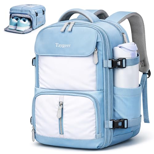 Taygeer Frontier Airlines Personal Item Bag, Expandable 18x14x8 Inches Travel backpack with Hidden Shoe Compartment, TSA Approved Personal Item Backpack Fits 15.6" Laptop for Women Weekender,Blue - Image 1