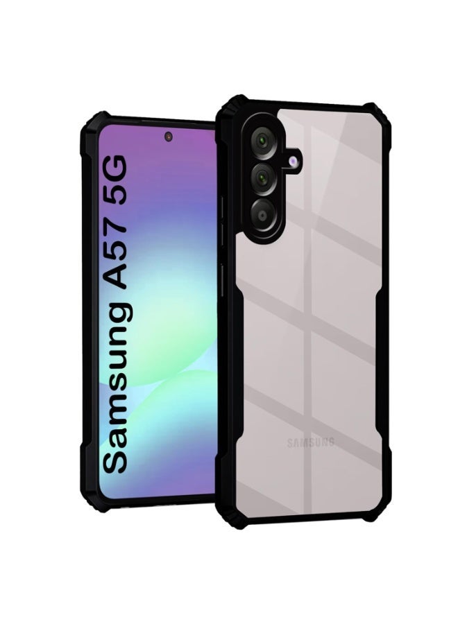 Samsung Galaxy A57 Clear Case Shockproof Premium TPU Black Border 360 Degree Impact Resistant Camera Protection non-Yellowing Transparent Cover Designed For Samsung Galaxy A57 - Image 1