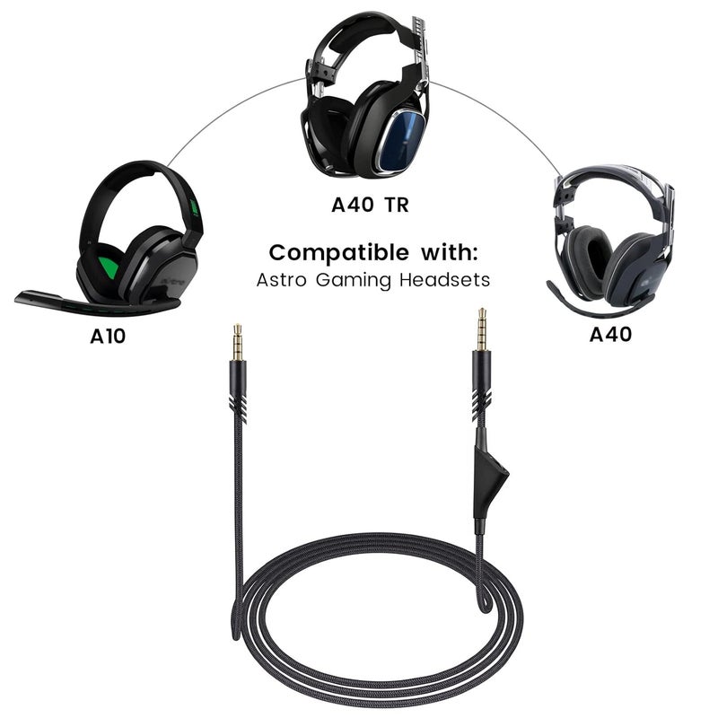 weishan A40 Cord Replacement for Astro A10 A40 TR Gaming Headsets, 3.5mm(1/8") Braided Detachable Audio Cable with Inline Volume Control, 6ft Long - Image 2