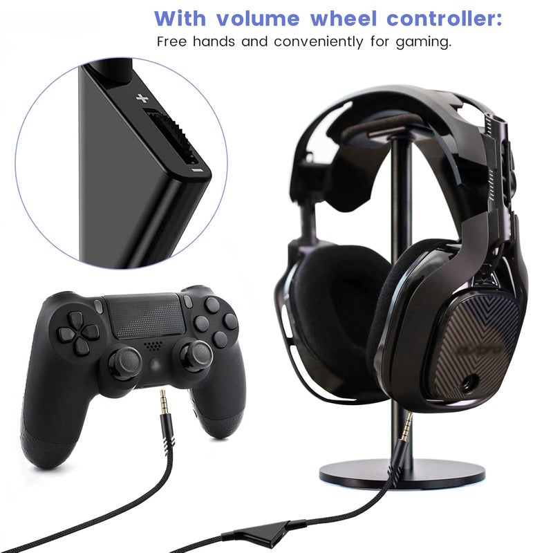 weishan A40 Cord Replacement for Astro A10 A40 TR Gaming Headsets, 3.5mm(1/8") Braided Detachable Audio Cable with Inline Volume Control, 6ft Long - Image 3