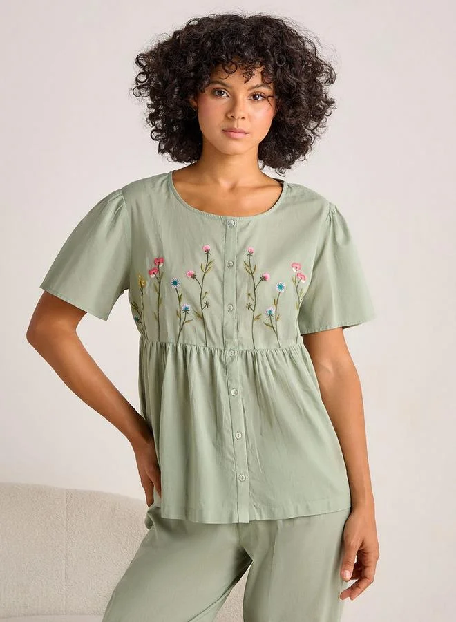 سبلاش فيڤ Pyjama Set Button-Down Top and Pants Cotton