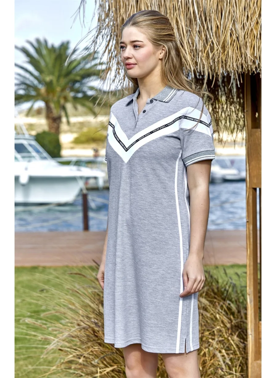 Cossy By Aqua 22784 Women's Polo Collar Dress-Grey