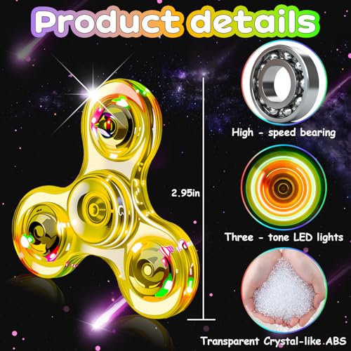 Figrol Fidget Toys 3 PackLight Up Fidget Spinner for Kids Adults Stress Relief Calm DownSensory Toys for Kids with Autism ADHD ToysGreenPurpleOrange - Image 5