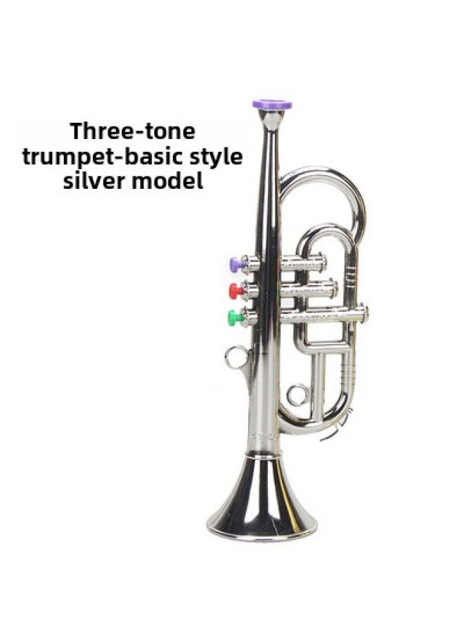 null - Other Simulation Model Toys - Realistic Dinosaur Toys Movable Joints For Kids' Playtime Fun-Color:Tritone Trumpet-Silver - Image 1