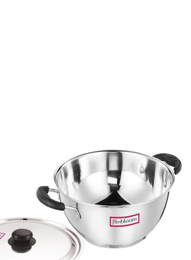 Flixbloom imperious 3 LTR. Stainless Steel Triply Bottom's Coalition Induction Safe | LPG Friendly Deep Kitchen Cookware Kadai/Kadhai for Cooking - Image 1
