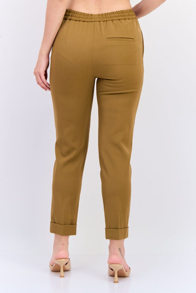 NAH/ Studio Women Regular Fit Solid Straight Pants, Brown - Image 2