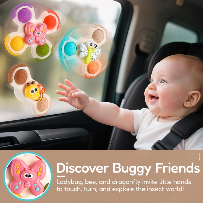 ALASOU 3PCS Pop Suction Cup Spinner Sensory Airplane Travel Toys for 1 Year Old Boy Girl Infant Toddlers|Novelty Spinning Tops 12 18 Months|1 2 Year Old Boy Birthday Gift|Baby Bath Toy Kids Ages 1-3 - Image 5