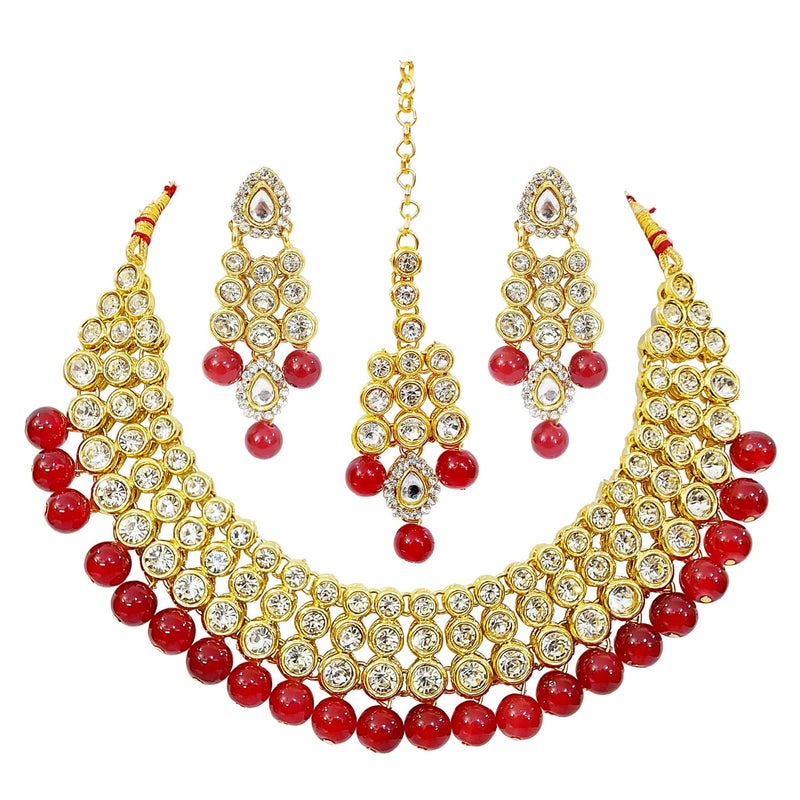 CHRISHAN Store gold plated designer stone pearl necklace set for women and girls. - Image 1