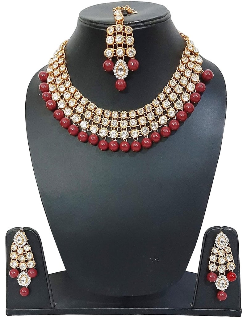 CHRISHAN Store gold plated designer stone pearl necklace set for women and girls. - Image 2