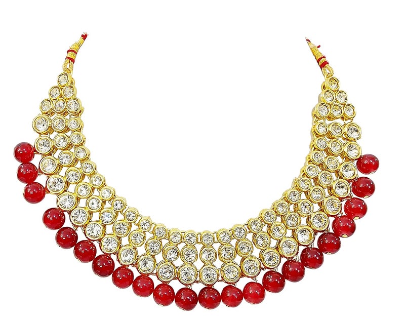 CHRISHAN Store gold plated designer stone pearl necklace set for women and girls. - Image 3