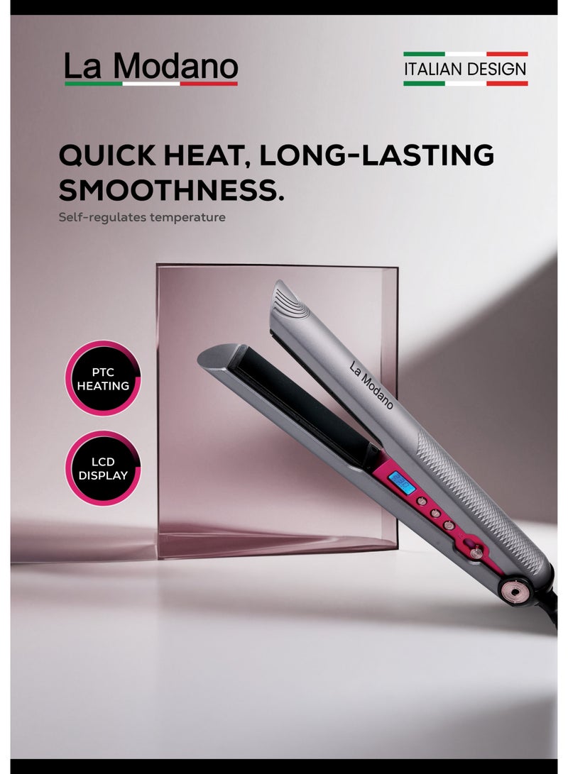 La Modano Hair Straightener with Ceramic Coating 8 Temperature Levels, LCD Display, PTC Heating, Lock Function LMHS450 - Image 3