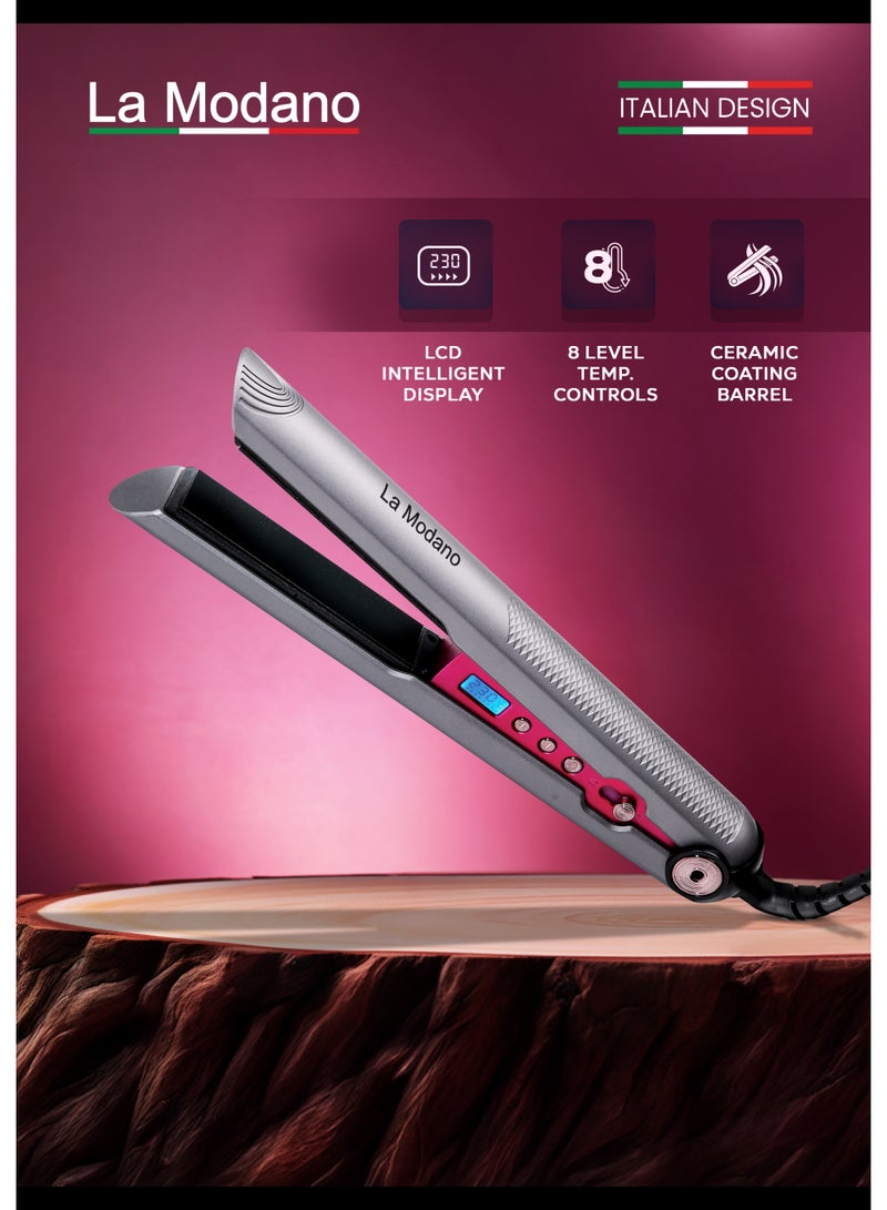 La Modano Hair Straightener with Ceramic Coating 8 Temperature Levels, LCD Display, PTC Heating, Lock Function LMHS450 - Image 1