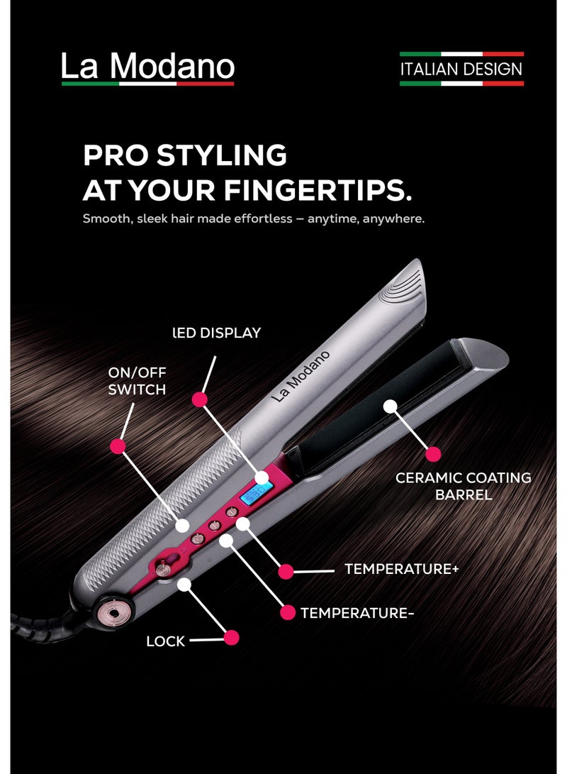 La Modano Hair Straightener with Ceramic Coating 8 Temperature Levels, LCD Display, PTC Heating, Lock Function LMHS450 - Image 4