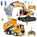MQDMINI Remote Control Excavator and Dump Truck Toy Set RC Construction Vehicles Toy with Barricades Road Signs Simulated Rocks Lights and Sounds Birthday Gifts for Toddlers 312 year Boys Girls - Image 3