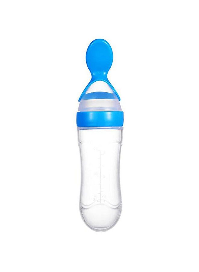Safe-O-Kid 1 Easy Squeezy Silicone Food Feeder Spoon (Soft Tip) Bottle Blue 90Ml Pack Of 1 - Image 1
