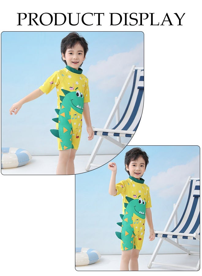 DUNISO Kids Swimsuit Set Toddler Kids Training Quick Dry Swimwear Children One Piece Short Sleeves Clothing Beachwear Suit Musical Note Dinosaur Print Toddler Boys Swimming Bathing Suit for Summer - Image 2