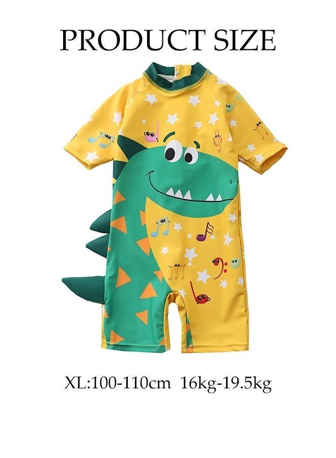 DUNISO Kids Swimsuit Set Toddler Kids Training Quick Dry Swimwear Children One Piece Short Sleeves Clothing Beachwear Suit Musical Note Dinosaur Print Toddler Boys Swimming Bathing Suit for Summer - Image 4
