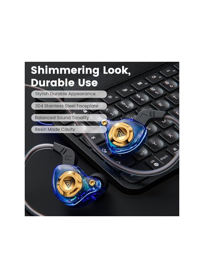 QKZ Entry-Level Gaming Headphones HiFi Game Earbuds Blue 11MM Wired-Earbuds Zero-Latency Transmission Mic for Gaming Music Video Calling in-Ear Headphones - Image 3