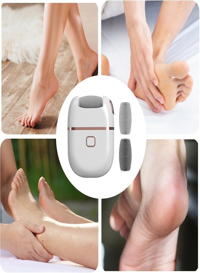 CREWLA Electronic Foot File Callus Remover - Rechargeable Pedicure Tool with 3 Roller Heads - Foot Care Scrubber for Dead Skin & Cracked Heels - Portable Waterproof Pedi Roller (White with Rose Gold) - Image 5