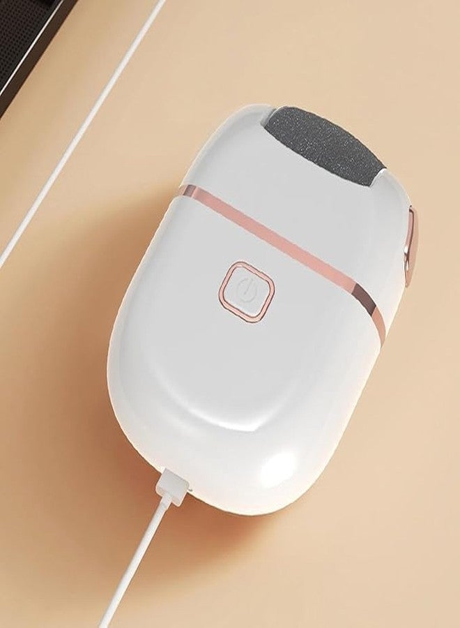 CREWLA Electronic Foot File Callus Remover - Rechargeable Pedicure Tool with 3 Roller Heads - Foot Care Scrubber for Dead Skin & Cracked Heels - Portable Waterproof Pedi Roller (White with Rose Gold) - Image 3