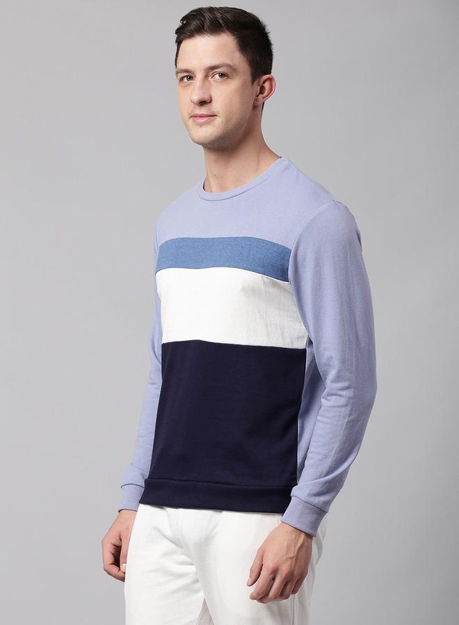 Dennis Lingo Men's Powder Blue Cotton Blend Solid Pattern Regular Fit Sweatshirt - Image 2