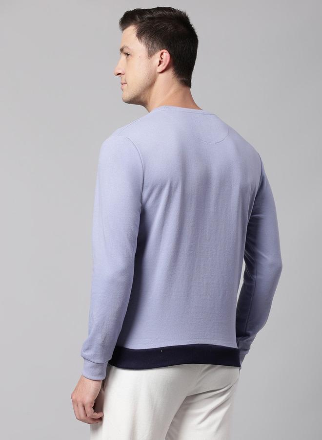 Dennis Lingo Men's Powder Blue Cotton Blend Solid Pattern Regular Fit Sweatshirt - Image 5
