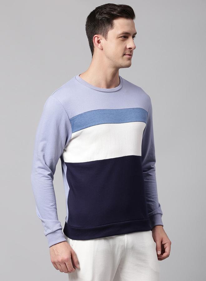 Dennis Lingo Men's Powder Blue Cotton Blend Solid Pattern Regular Fit Sweatshirt - Image 3