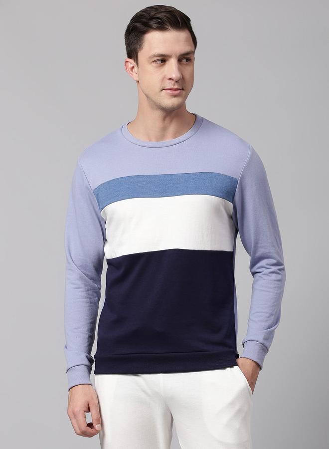 Dennis Lingo Men's Powder Blue Cotton Blend Solid Pattern Regular Fit Sweatshirt - Image 1