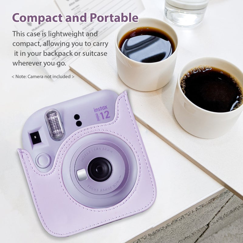 Instant Camera Protective Case PU Leather Camera Storage Bag with Removable Adjustable Shoulder Strap Replacement for Fujifilm instax mini 12 - Image 5