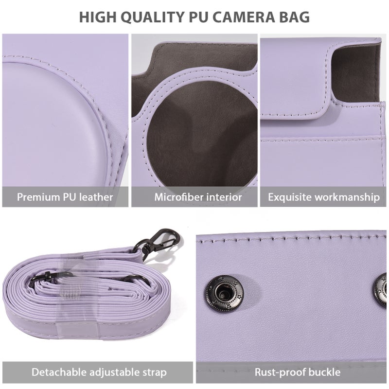 Instant Camera Protective Case PU Leather Camera Storage Bag with Removable Adjustable Shoulder Strap Replacement for Fujifilm instax mini 12 - Image 2