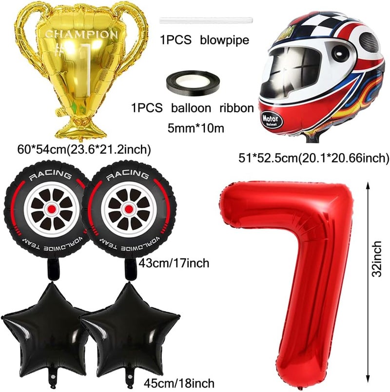 Kawailay 7 Year Racing Car Birthday Balloons Set - Image 2
