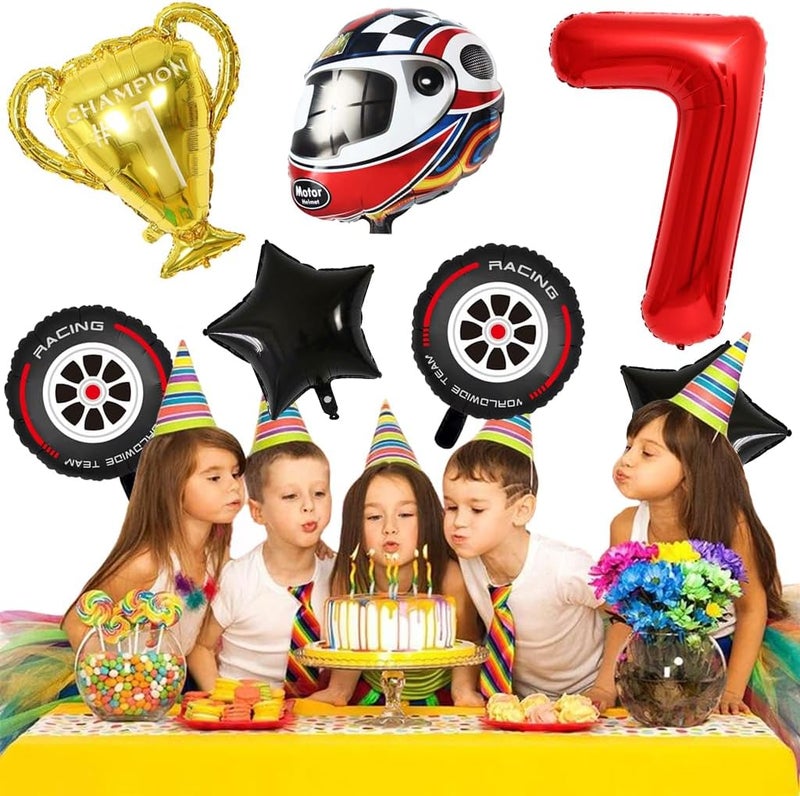 Kawailay 7 Year Racing Car Birthday Balloons Set - Image 4