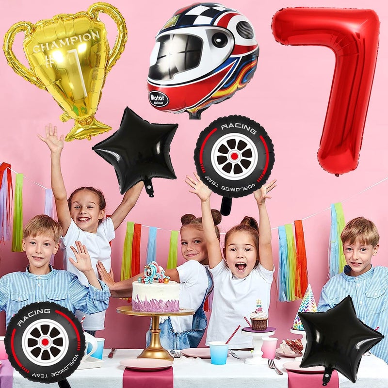 Kawailay 7 Year Racing Car Birthday Balloons Set - Image 3