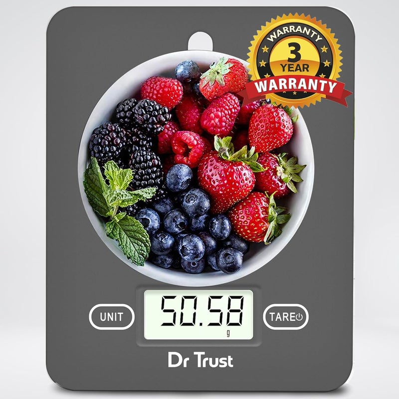 Dr Trust (الولايات المتحدة) ميزان مطبخ إلكتروني رقمي - 517 (رمادي) - Image 1