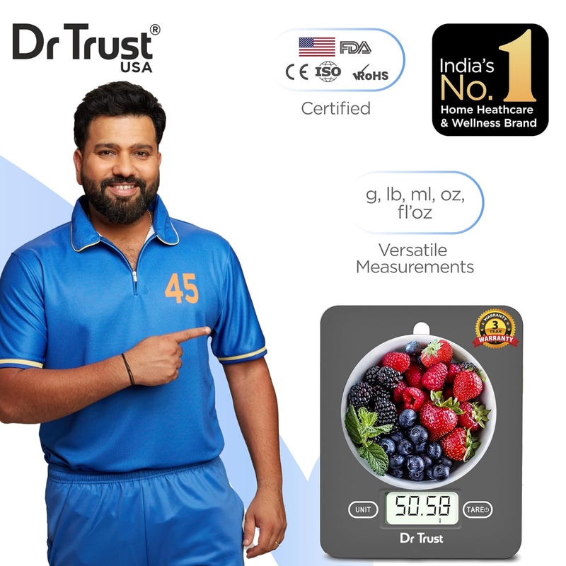 Dr Trust (الولايات المتحدة) ميزان مطبخ إلكتروني رقمي - 517 (رمادي) - Image 2